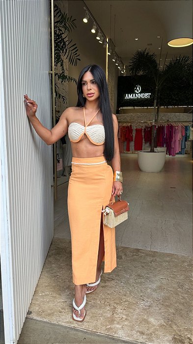 Conj. Saia Midi/Cropped com Cordões 5 estrelas !