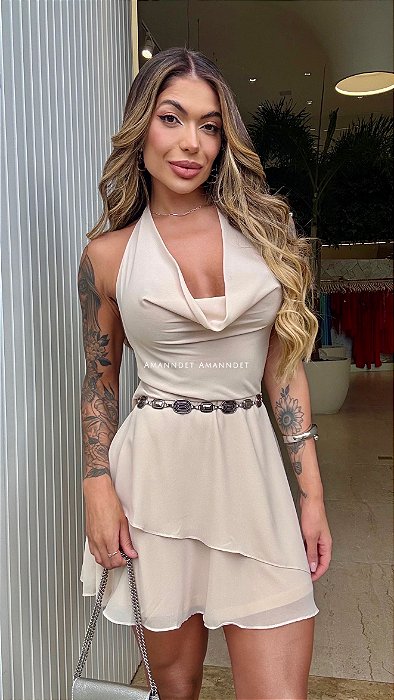 Vestido Crepe Degagê/Cinto 5 Estrelas !