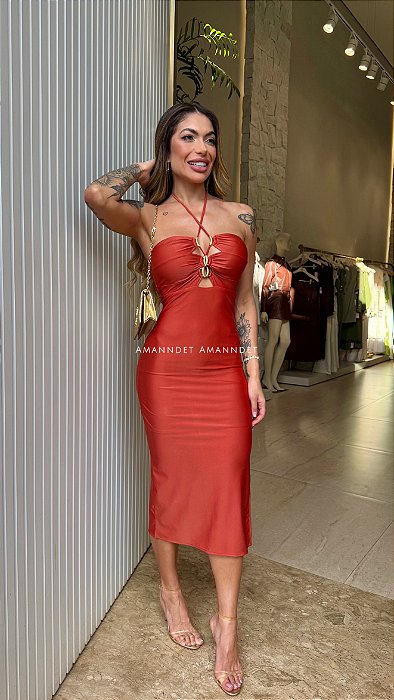 Vestido Midi Terracota Água de Coco !