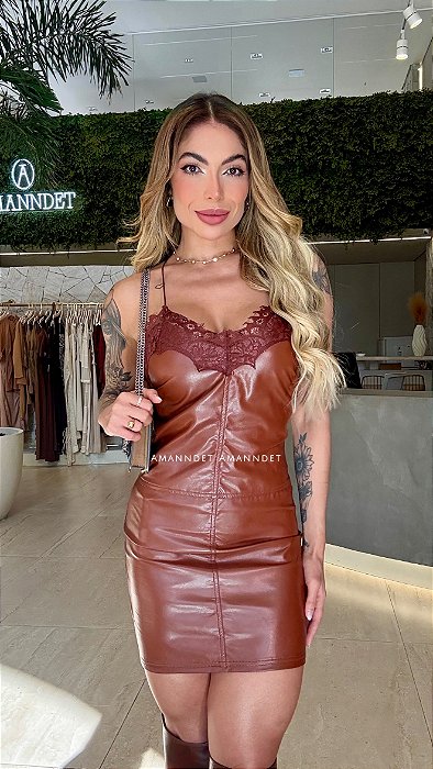 Vestido Couro P.U/Renda Open !