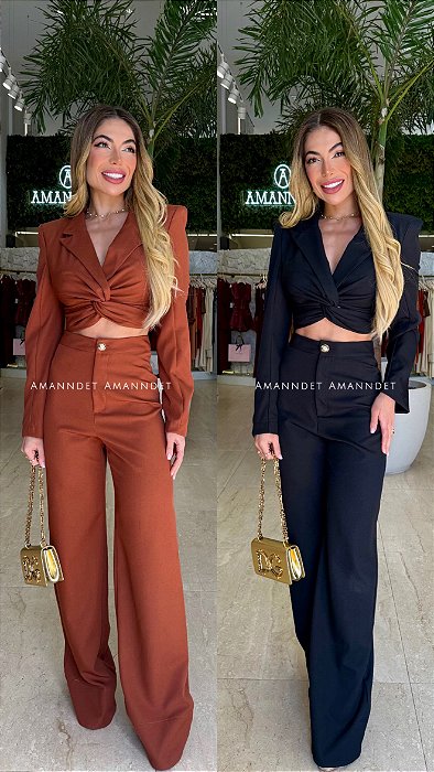 Conj. Cropped Blazer/Calça 5 Estrelas !