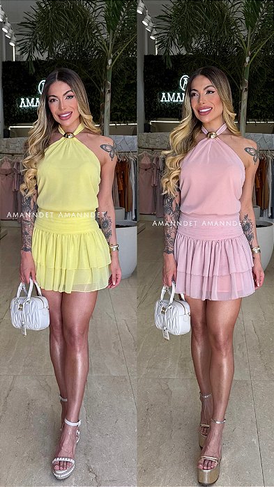 Vestido Crepe Babado Frente Única 5 Estrelas !