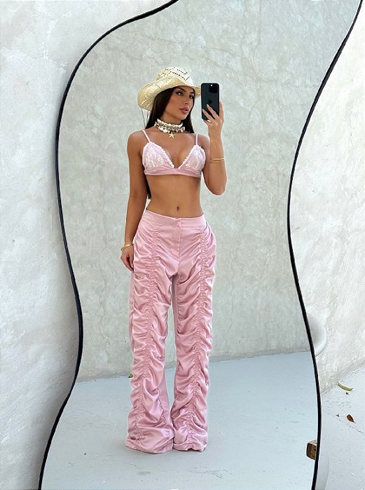 Conjunto Top/Calça Drapeada Kaira !