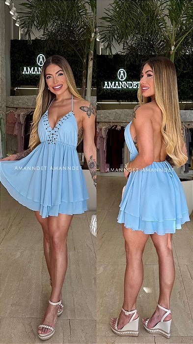 Vestido Crepe Aplicações/Busto 5 Estrelas !