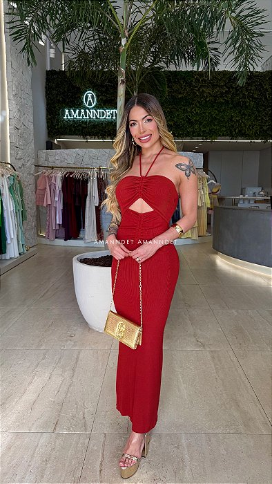 Vest. Longo Canelado C/ Decote Cut-Out Open !