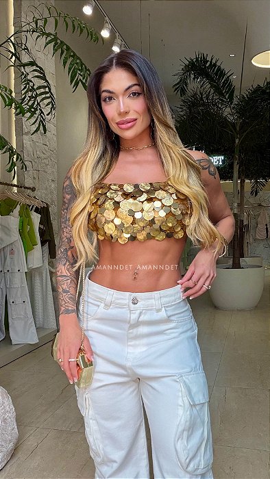 Cropped Basic Comfort Com Paetês Open !