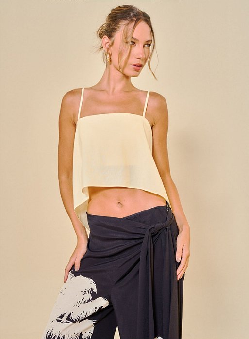 Cropped Feminino Fluida Em Linho Open !