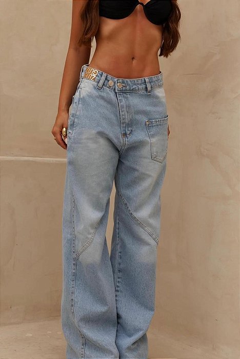 Calça Jeans Wide Leg Bolso Frontal !
