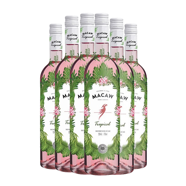 Vinho Frisante Casa Perini Macaw Tropical Rosé 750ml 6 garrafas