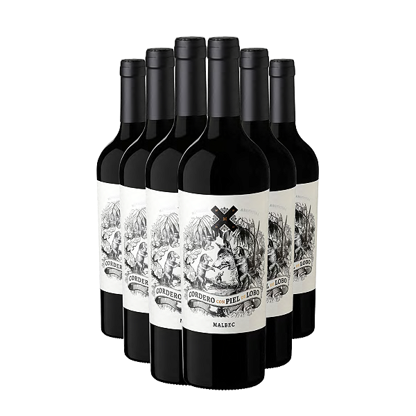 Vinho Argentino Cordero Con Piel De Lobo Malbec 750ml 6 garrafas