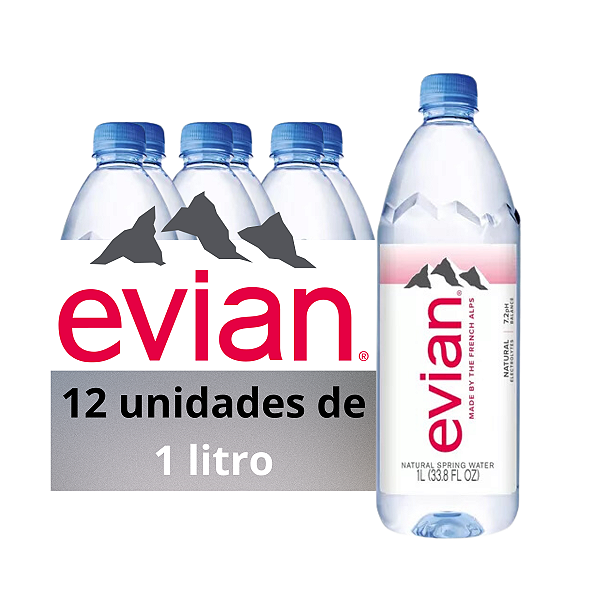 Água Mineral Evian Sem Gás Pet 1L 12 unidades