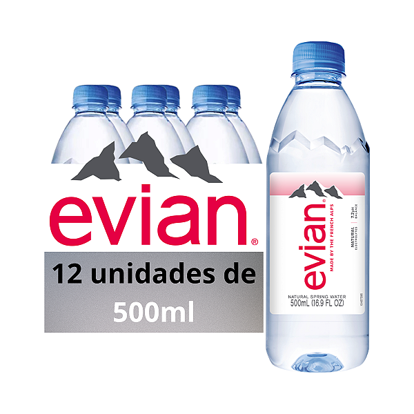 Água Mineral Evian Sem Gás Pet 500ml 12 unidades