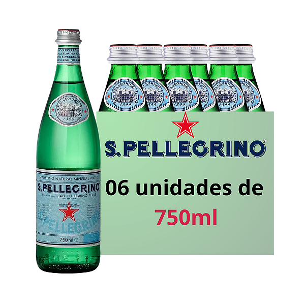 Água Mineral Italiana Com Gás San Pellegrino 750ml 6 garrafas