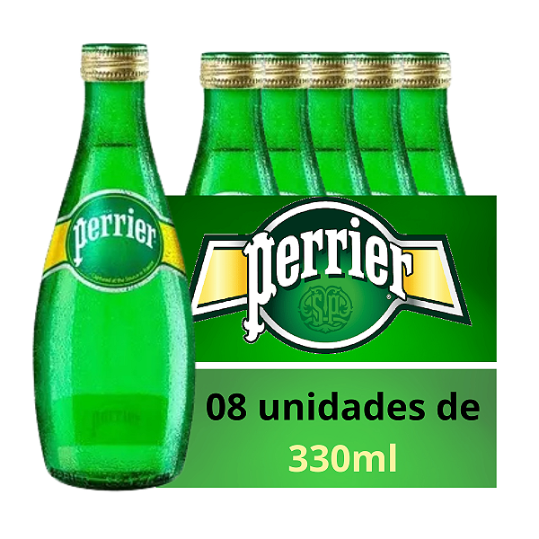 Água Mineral Francesa Gaseificada Perrier 330ml 8 garrafas