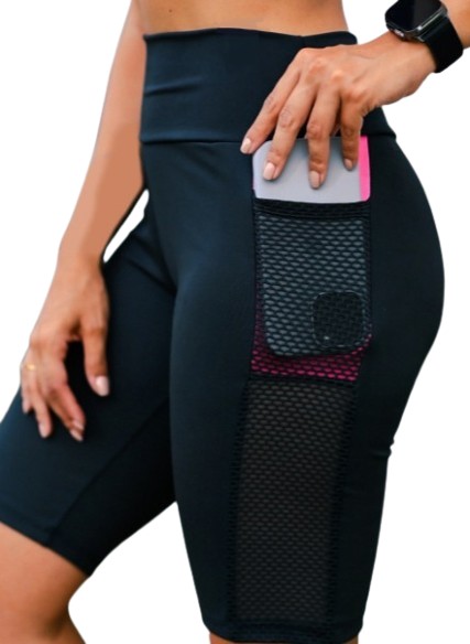 BERMUDA CICLISTA COM BOLSO LATERAL ROSA