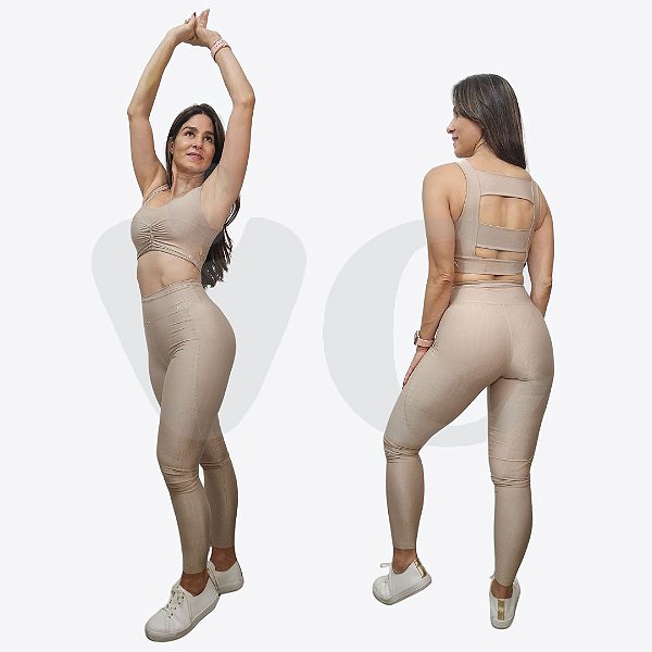 CONJUNTO POLIAMIDA CANELADO BRILHOSO CREME