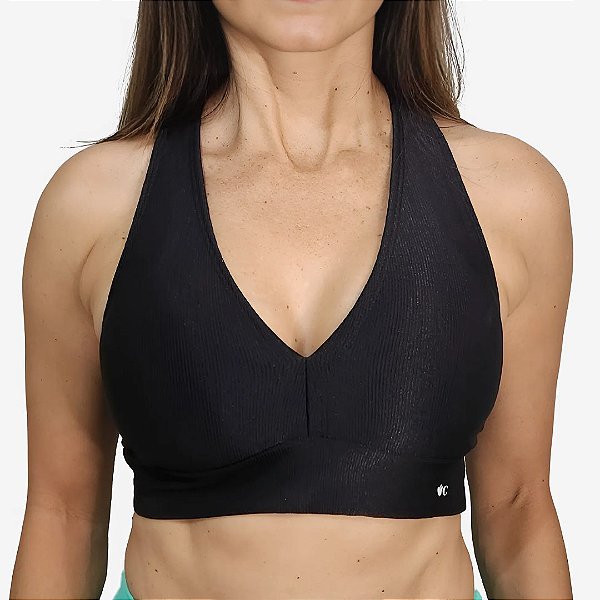 TOP BRILHOSO CANELADO PRETO
