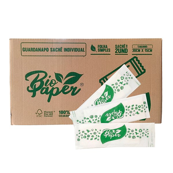 Guardanapo Sachê c/2 Folhas 30x15cm 1000 unidades -  Bio Paper