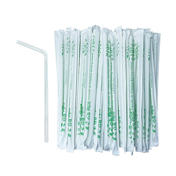 Canudo Plástico Biodegradável 6mm Sachê 2000 unidades - Bio Paper