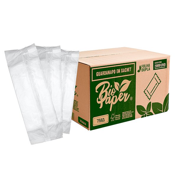 Guardanapo Folha Dupla 24cm x 24cm Sachê 2000 Folhas - Bio Paper