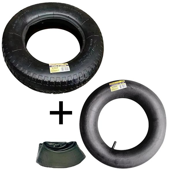Pneu 2 Lonas e Câmera de Ar Para Carrinho de Mão Lotus