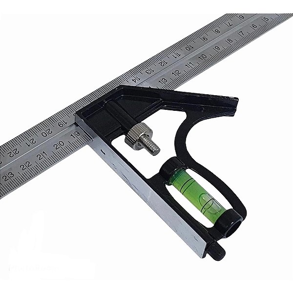 Esquadro Combinado Inox 30cm Com Nível E Riscado