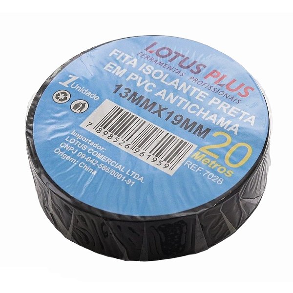 Fita Isolante Antichama Preta 10 metros