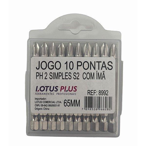 Jogo Ponteira Philips Bit Ph2 C/ 10 Pçs P/ Parafusadeira Imã