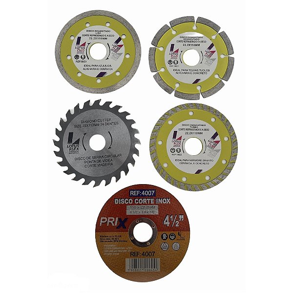 Kit Jogo Disco Diamantado+Serra Circular p/ Makita 4 peças