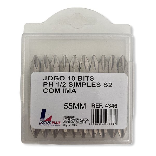 Jogo Ponteira Philips Bit Ph1 Ph2 C/ 10 Pçs P/ Parafusadeira