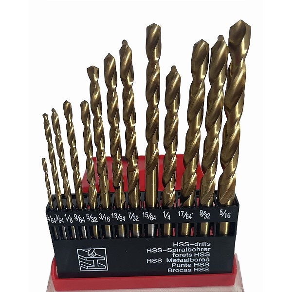 Jogo com 13 Brocas Aço Rápido Titanium