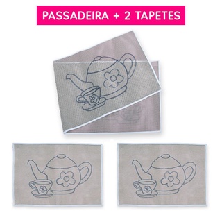 Jogo de cozinha 3 peças desenho bule com xícara