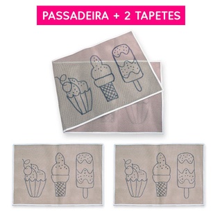 Jogo de cozinha doces 3 peças talagarça desenhada