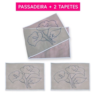 Jogo de cozinha copo de leite talagarça desenhada