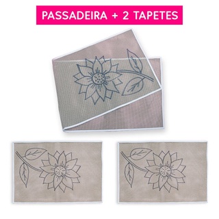 Jogo de cozinha girassol 3 peças talagarça desenhada