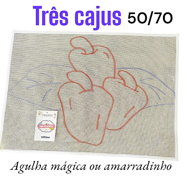 Talagarça desenhada três cajus 50/70
