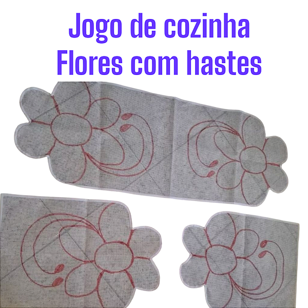 Jogo de cozinha flores com hastes