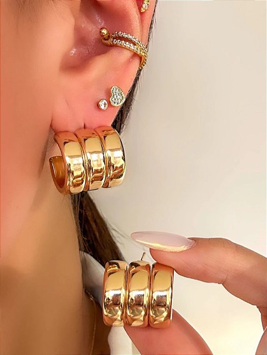 ARGOLA BARRIL - BANHADA A OURO 18K