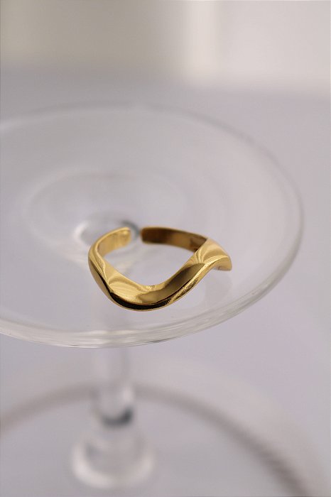 Anel Regulável Wave Dourado