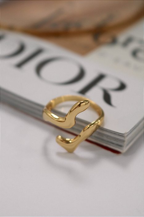 Anel Regulável Curve dourado