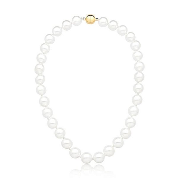 COLAR COM PÉROLAS SHELL BANHADA A OURO
