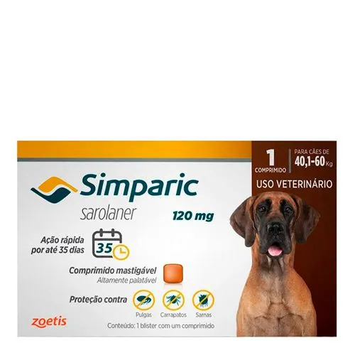 Antipulgas Simparic 40 a 60kg Cães 120mg 1 comprimido