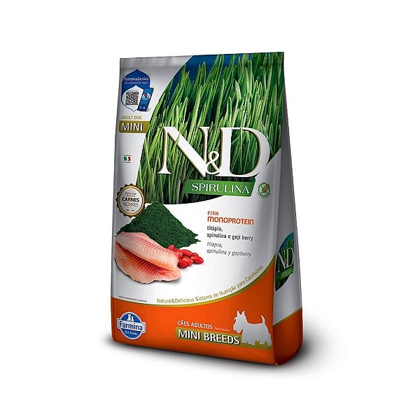 Ração N&D Spirulina Cães Adulto Mini Tilápia 2Kg