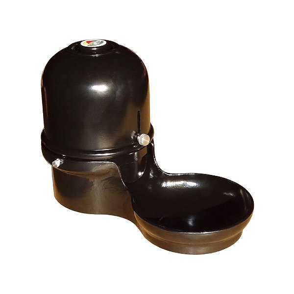 Comedouro Vida Mansa Preto Semi Brilho Alúminio Cães Gatos 1,5L