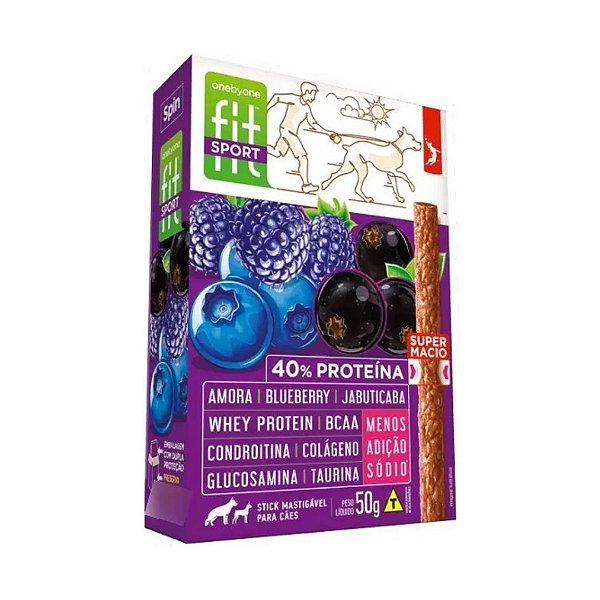 Petisco Spin Pet Onebyone Gourmet Fit Stick Sport Amora/ Bluebery / Jabuticaba 50G
