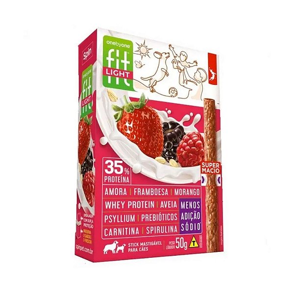 Petisco Spin Pet Onebyone Gourmet Fit Stick Light Amora/ Framboesa / Morango 50G
