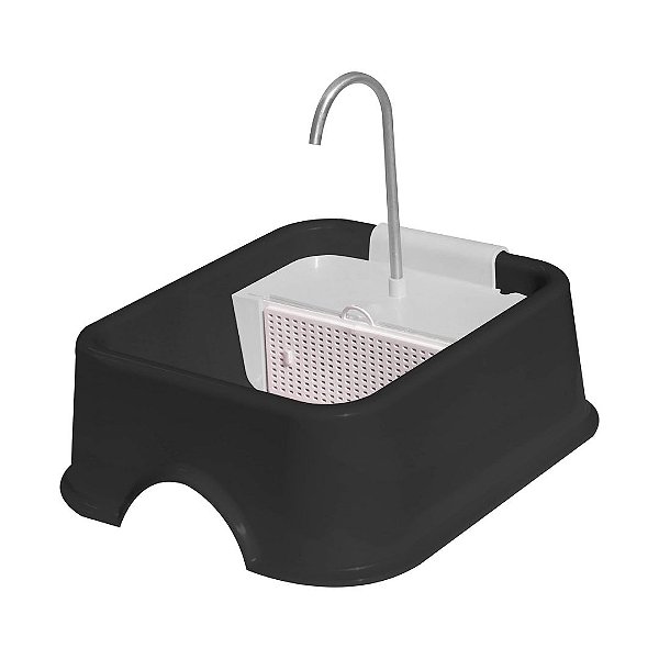 Fonte Quadrada Bivolt 1,5L Black Furacão Pet - preto