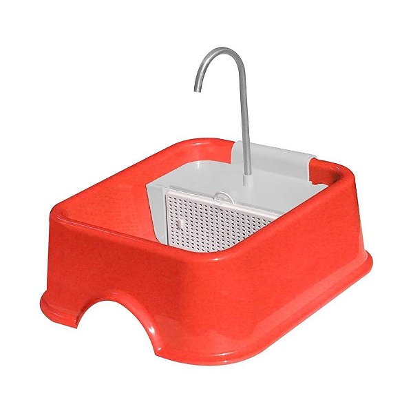 Fonte Quadrada Bivolt 1,5L Vermelha Furacão Pet