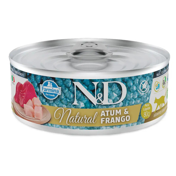Ração Úmida N&D Natural Gatos Atum e Frango 80 g