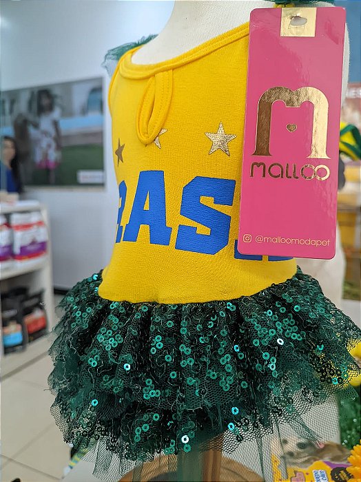 VESTIDO BRASIL PAETÊ - AMARELO - M